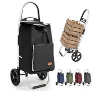 Sekey Carro de la Compra Plegable, Bolsa de la Compra de 50 l con Compartimento frigorífico, Marco de Aluminio, Carro de la Compra Plegable, Carrito de Compras para Compras y Uso Diario, Color Negro