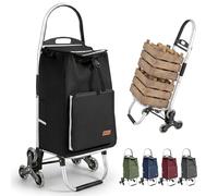 Sekey Carro de la Compra Plegable para escaleras XXL, Bolsa de la Compra con Compartimento frigorífico, Marco de Aluminio, 3 + 3 Ruedas, Carrito Plegable para escaleras y Uso Diario, Color Negro