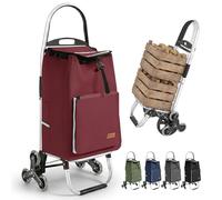 Sekey Carro de la Compra Plegable para escaleras XXL, Bolsa de la Compra con Compartimento frigorífico, Marco de Aluminio, 3 + 3 Ruedas, Carrito Plegable para escaleras y Uso Diario, Color Rojo