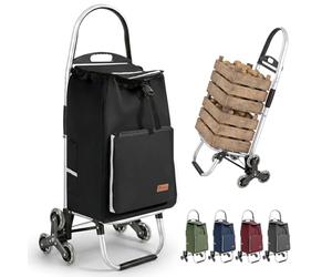 Sekey Carro de la Compra Plegable para escaleras XXL, Bolsa de la Compra con Compartimento frigorífico, Marco de Aluminio, 3 + 3 Ruedas, Carrito Plegable para escaleras y Uso Diario, Color Negro