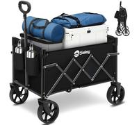 Sekey Carro Plegable 65L Carga/80KG Capacidad, Carrito Playa y Freno y Mango Ajustable，Compacto Ligero para Supermercado/Acampada Mini 4029, Negro