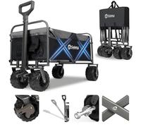 Sekey Carro Plegable con Ruedas Extra Grandes 200KG, Carrito Plegable de Jardín con Manija Telescópica y Frenos, Carro para Transportar Todo Terreno SE3017, Negro Oscuro con Gris
