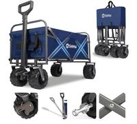 Sekey Carro Plegable con Ruedas Extra Grandes 200KG, Carrito Plegable de Jardín con Manija Telescópica y Frenos, Carro para Transportar Todo Terreno SE3017, Azul Oscuro