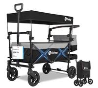 Sekey Carro Plegable Infantil con Techo para 2 Niños 100KG, Carrito de Transporte Plegable para Niños con Manija Empujadora, Ruedas de PU a Prueba de Golpes y Frenos 110L, SS5050, Gris con Negro