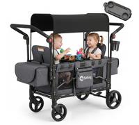 Sekey Carro plegable para niños, modo gemelos, con toldo para 2 niños, asa de empuje duo, cochecito doble con 2 sistemas de arnés de 5 puntos integrados, cochecito para gemelos Luxer 6060, Negro