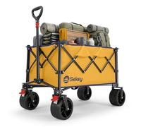 Sekey Carro Plegable XXL 135L, Capacidad de Carga 150KG, Ruedas 17x8,5 cm con Freno de Mano, Estructura Patente de Montaje Rápido 4 Direcciones, Carro Ligero SE4031, Amarillo
