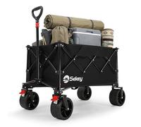 Sekey Carro Plegable XXL 135L, Capacidad de Carga 150KG, Ruedas 17x8,5 cm con Freno de Mano, Estructura Patente de Montaje Rápido 4 Direcciones, Carro Ligero SE4031, Negro