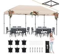 Sekey Cenador desplegable 3 x 6, Resistente al Agua, Estable, Resistente al Invierno, Plegable, para Camping, para Fiestas, con 4 Sacos de Arena, para Festivales, Eventos, Bodas, Color Caqui
