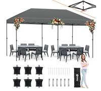 Sekey Cenador desplegable 3 x 6, Resistente al Agua, Estable, Resistente al Invierno, Plegable, para Camping, para Fiestas, con 4 Sacos de Arena, para Festivales, Eventos, Bodas, Color Gris