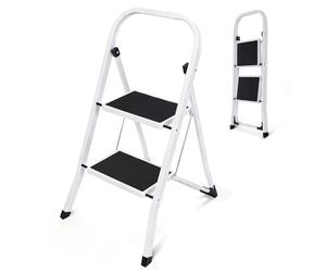 Sekey Escalera Plegable 2 Peldaños, Acero Antideslizante, Compacta y Ahorro de Espacio para Hogar, Carga 150kg, SGS EN14183