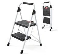Sekey Escalera Plegable 2 Peldaños, Escalera Doméstica con Estructura de Acero, Peldaños de Plástico Amplios Antideslizantes, para Cocina y Hogar, Certificada SGS EN131-2 y 14183, Carga Máxima 150 kg