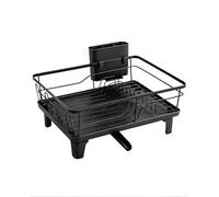 Sekey Escurreplatos de Acero Inoxidable - Escurridor de Platos Compacto con Portacubiertos, Resistente a la Oxidación y Seguro para Alimentos, Estable para Fregadero y Encimera, Negro