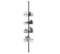 Sekey Estantería para Ducha sin taladrar - Estantería telescópica con Sistema de Clic y 4 cestas, estantería de Ducha de Esquina Regulable en Altura 79-315 cm, Estable estantería de baño para baño