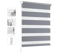 Sekey Estor Doble con fijación sin Agujeros para Ventanas, Estor Doble, 105 cm de Ancho, 105 x 210 cm, Color Gris
