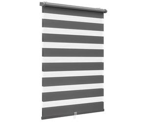 Sekey Estor Doble con fijación sin Agujeros para Ventanas, Estor Doble, 110 cm de Ancho, 110 x 210 cm, Color Gris Oscuro