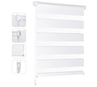 Sekey Estor Doble con fijación sin Agujeros para Ventanas, Estor Doble, 55 cm de Ancho, 55 x 130 cm, Color Blanco