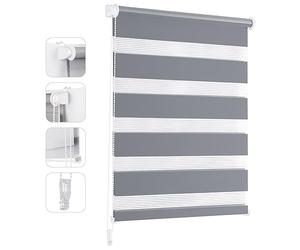 Sekey Estor Doble sin taladrar para Ventanas, persiana Doble de 40 cm de Ancho, Estor Doble para protección Solar, 40 x 100 cm, Color Gris