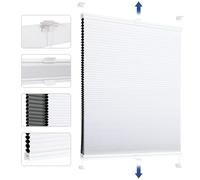 Sekey Estor Plisado de Panal sin Agujeros, Opaco, 100% Opaco, Klemmfix, riel de Aluminio, Color Blanco a Elegir en Blanco y Gris, 105 x 130 cm (Ancho x Alto)