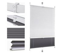 Sekey Estor Plisado Doble para día y Noche, Opaco, sin Agujeros, protección contra la luz, Klemmfix, 90 x 130 cm, Color Blanco y Gris