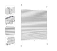 Sekey Estor Plisado sin Agujeros, Estor Plisado para Ventana, 65 cm de Ancho, Opaco, protección Solar, 65 x 120 cm, Color Blanco