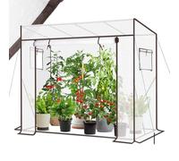 Sekey Invernadero para Tomates con Puerta para enrollar, Estructura de Acero zincado, 200x77x146/170 cm Blanco