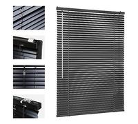 Sekey Klemmfix - Persiana Veneciana para Ventanas, láminas de Aluminio de 25 mm, con Agujeros, Incluye Material de Montaje, persianas de Aluminio sin taladrar, 80 x 220 cm, Color Negro