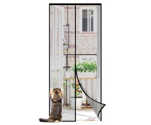 Sekey Mosquitera Magnética Poliéster Reforzado Resistente a Garras de Gato 160x230cm - Anti-Insectos Adhesiva para Balcón, Terraza, Sótano, Negro