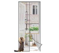 Sekey Mosquitera Magnética Poliéster Reforzado Resistente a Garras de Gato 90x210cm - Anti-Insectos Adhesiva para Balcón, Terraza, Sótano, Gris