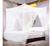 Sekey Mosquitera para Cama Doble con Kit de colocación, Cortina, Protección Repelente contra Insectos, Malla antinsectos con rápida y fácil instalación, Blanco (220x200x200cm -Aberturas Dobles)