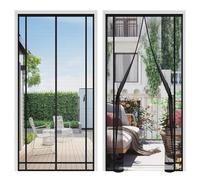 Sekey Mosquitera Puerta Magnética Recortable - Correas con Hebillas Cosidas Doble Lado| Sin Perforar| 4cm Velcro Arriba, Insecto Protección para Balcón/Terraza/Habitación, 160x230cm, Negro