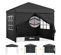 Sekey One-Touch Pop Up - Carpa Plegable 3 x 3, Resistente al Agua, Estable, Resistente al Invierno, 3 x 3 m, con Tubos Gruesos, Carpa para Fiestas, Camping, Festivales, Fiestas, Color Negro (Negro)