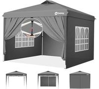 Sekey One-Touch Pop Up - Carpa Plegable 3 x 3, Resistente al Agua, Estable, Resistente al Invierno, 3 x 3 m, con Tubos Gruesos, Carpa para Fiestas, Camping, Festivales, Fiestas (Gris)