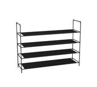 Sekey Organizador de Zapatos 4 Niveles con Bandejas TNT - Apilable para Espacios Pequeños, Estructura Metal-Tela 20-24 Pares (98,5×27,5×75 cm, Negro)