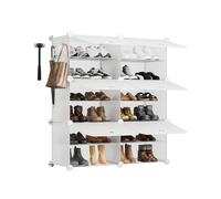 Sekey Organizador de Zapatos 6 Compartimentos PP - Automonte con Martillo - Armario Calzado Familiar (84x31x92cm) - Blanco, Capacidad 24 Pares