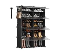 Sekey Organizador de Zapatos 8 Compartimentos PP - Automonte con Martillo - Armario Calzado Familiar (84x31x122cm) - Negro, Capacidad 32 Pares