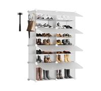 Sekey Organizador de Zapatos 8 Compartimentos PP - Automonte con Martillo - Armario Calzado Familiar (84x31x122cm) - Blanco, Capacidad 32 Pares