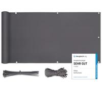 Sekey Pantalla para Balcón Jardín Protección de Privacidad Opaca Polyster, Protección UV, Resistente al Viento, se Puede Cortar, con Cuerda y Bridas (0.75×6m, Antracita)