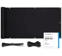 Sekey Pantalla para Balcón Jardín Protección de Privacidad Opaca Polyster, Protección UV, Resistente al Viento, se Puede Cortar, con Cuerda y Bridas 0.9×4m Negro