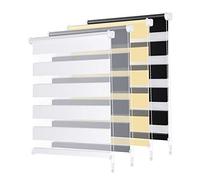 Sekey Store - Enrollador para día y Noche, sin taladrar, 55 cm x 100 cm, Color Blanco y Cebra de protección Solar, fácil de Instalar con Clips para Ventana o Puerta