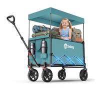 Sekey XXL Carro Playa Plegable con Techo 150L 150KG, Carro Plegable con Ruedas, Carrito Playa con Protección Solar para Playa Camping SE4018, Verde