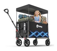 Sekey XXL Carro Playa Plegable con Techo 150L 150KG, Carro Plegable con Ruedas, Carrito Playa con Protección Solar para Playa Camping SE4018, Negro