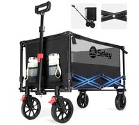 Sekey XXL Carro Plegable 160L 150KG, Carrito de Mano Plegable Apto para Terrenos Accidentados, Carro Transporte para Jardin Playa Camping Compras SE3011,Negro con Gris