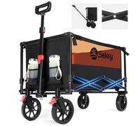 Sekey XXL Carro Plegable 160L 150KG, Carrito de Mano Plegable Apto para Terrenos Accidentados, Carro Transporte para Jardin Playa Camping Compras SE3011,Negro con Naranja