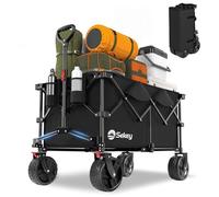 Sekey XXL Plus Carro Playa Ruedas Grandes con Frenos 200L 150KG, Carrito Plegable con Ruedas Grandes Extra 17x10 cm Todo Terreno, Plegable Patentado en Cuatro Direcciones SE4011, Negro Profundo