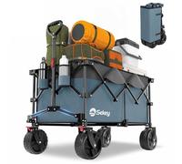 Sekey XXL Plus Carro Playa Ruedas Grandes con Frenos 200L 150KG, Carrito Plegable con Ruedas Grandes Extra 17x10 cm Todo Terreno, Plegable Patentado en Cuatro Direcciones SE4011, Azul y Gris