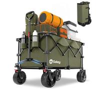 Sekey XXL Plus Carro Playa con Frenos 200L 150KG, Carrito Plegable con Ruedas Grandes Extra 17x10 cm Todo Terreno, Plegable Patentado en Cuatro Direcciones SE4011, Verde
