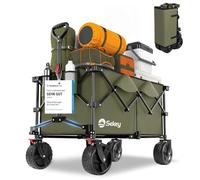 Sekey XXL Plus Carro Playa con Frenos 200L 150KG, Carrito Plegable con Ruedas Grandes Extra 17x10 cm Todo Terreno, Plegable Patentado en Cuatro Direcciones SE4011, Verde