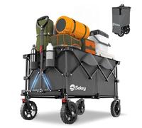 Sekey XXL Plus Carro Plegable con Rueda Frenos 200L 150KG, Carrito Transporte para Playa Camping Jardín, Patentado Plegable en Cuatro Direcciones SE4010, Antracita