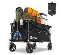 Sekey XXL Plus Carro Plegable con Rueda Frenos 200L 150KG, Carrito Transporte para Playa Camping Jardín, Patentado Plegable en Cuatro Direcciones SE4010, Negro Profundo