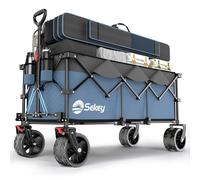 Sekey XXXL Carro Playa Plegable con Frenos 300L 200KG, Carrito Plegable con Ruedas Extra Grandes 17x10 cm para Todo Terrenos, Patentado Plegable en Cuatro Direcciones SE4013, Gris con Azul